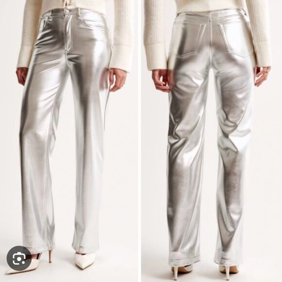 Abercrombie & Fitch the 90s straight ultra high rise curve love 26/2 silver - Picture 1 of 9